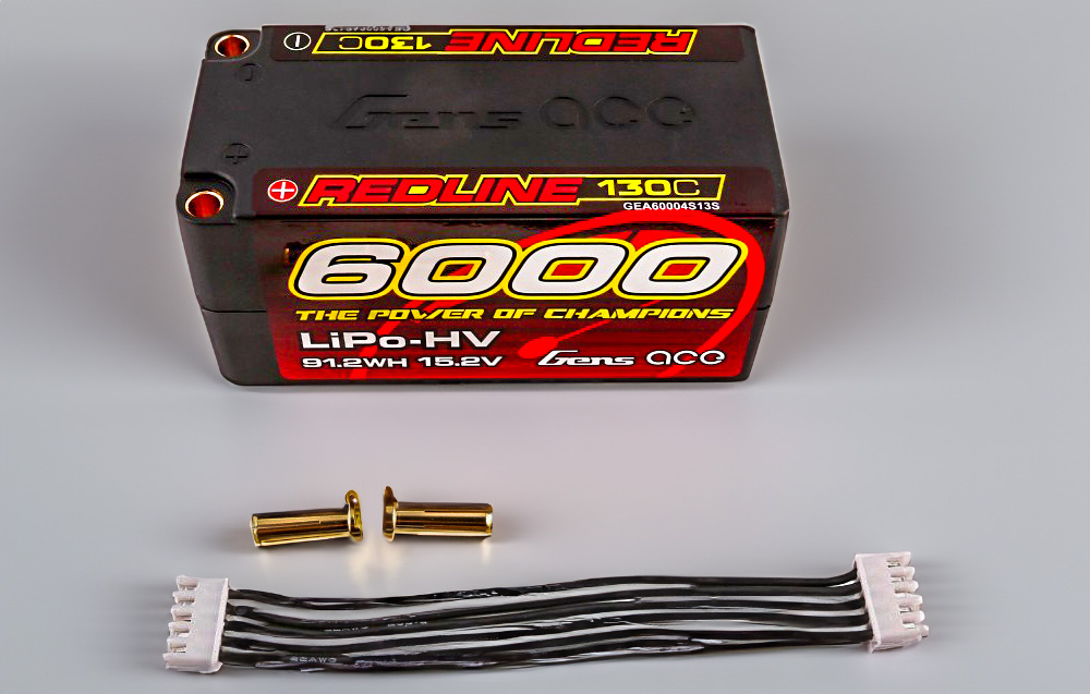 Image de la batterie Gens ace Redline Series 6000mAh 15.2V 130C 4S2P HardCase 69# HV LiPo