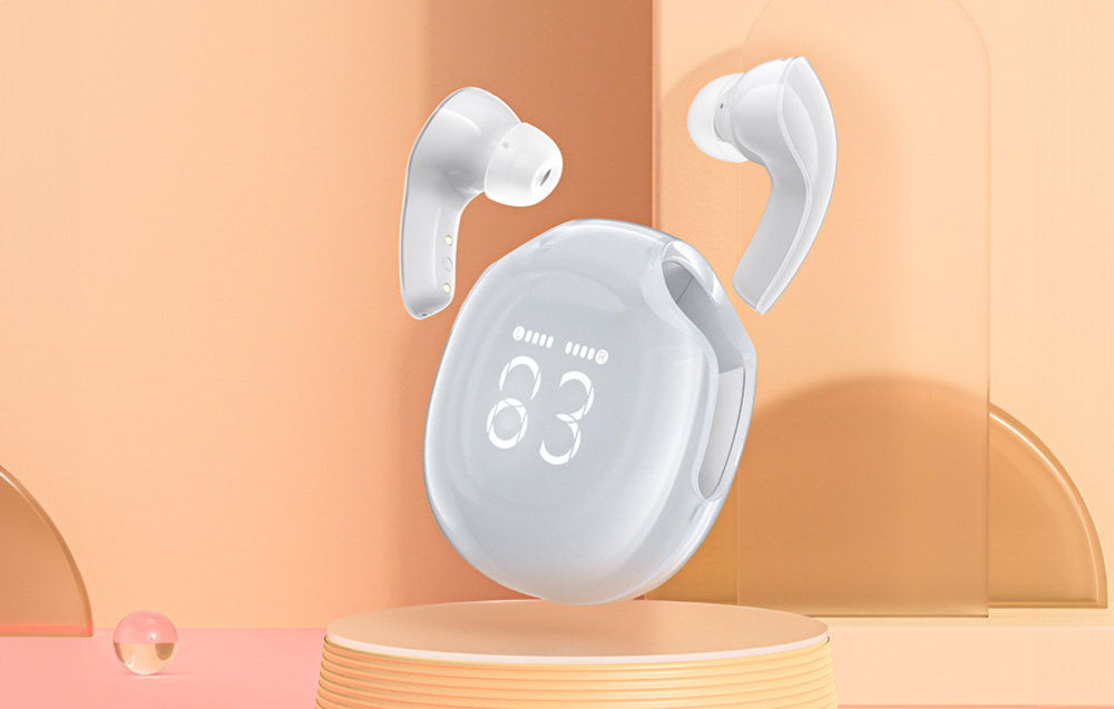 Écouteurs Acefast T9, blanc porcelaine - vue de face