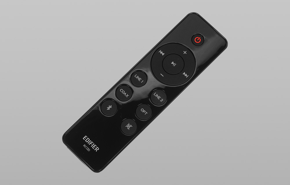 télécommande noire Edifier pour haut-parleurs