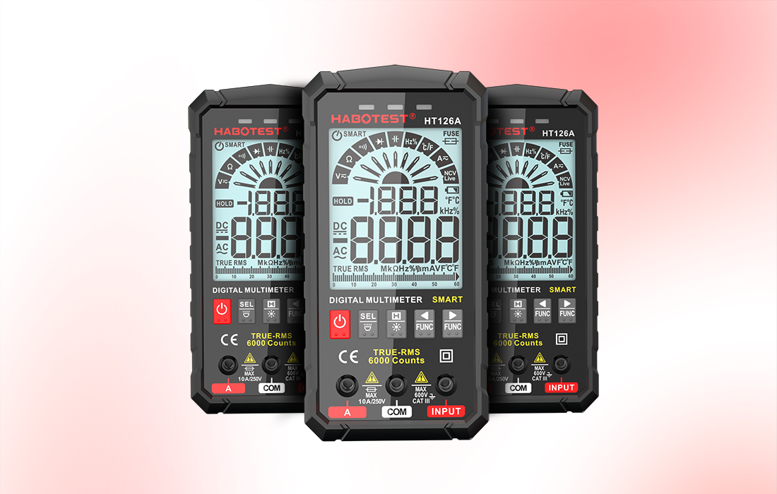 Écran et boutons en silicone du Habotest HT126A