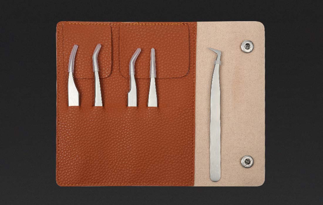 Étui portable en cuir pour pinces à épiler