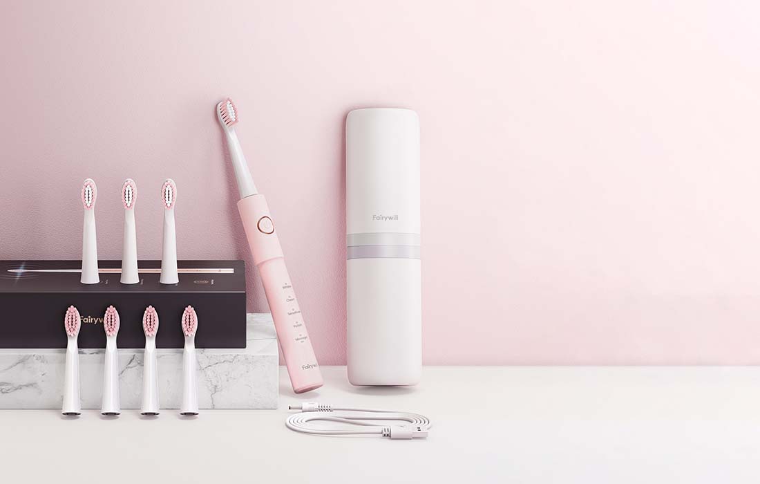 Vue de la brosse à dents et des accessoires