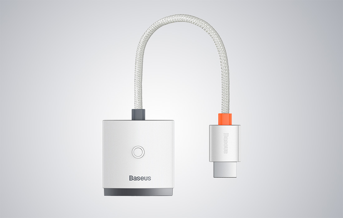 Image de l'adaptateur HDMI vers VGA Baseus Lite Series avec audio (blanc)