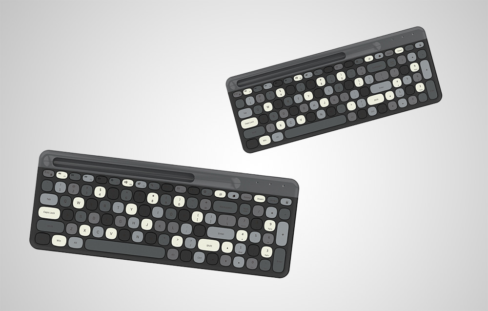 Image du clavier et de la souris montrant l'emplacement des piles