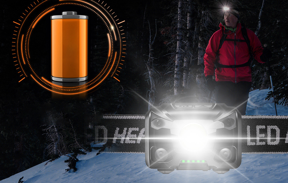 Superfire HL78 en charge et piles AAA comme alimentation de secours.