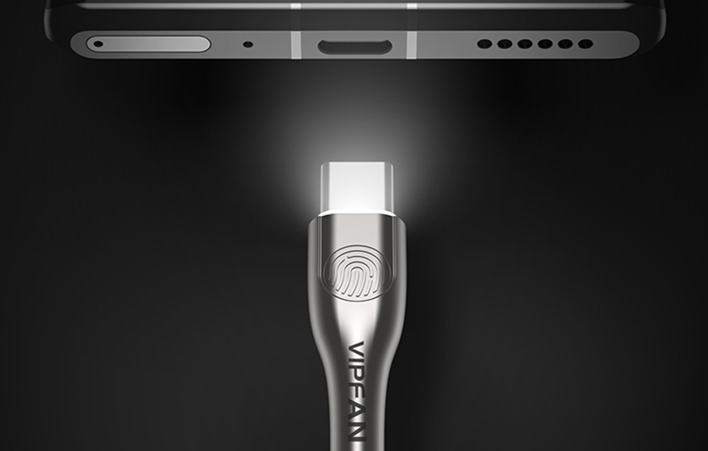 Détail du câble Vipfan Z04 avec rétroéclairage LED