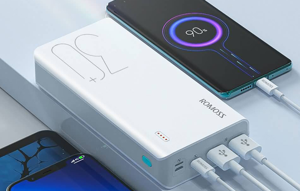 Ports et capacité de la batterie externe Romoss Sense 8+