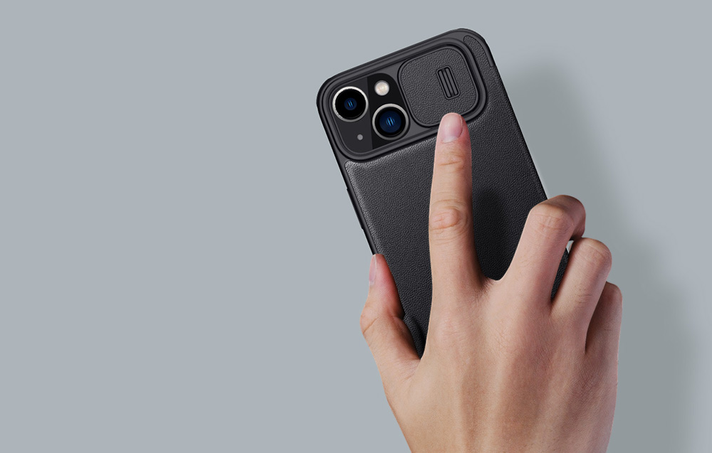 Étui en cuir noir Nillkin Qin Pro pour iPhone 14 Plus