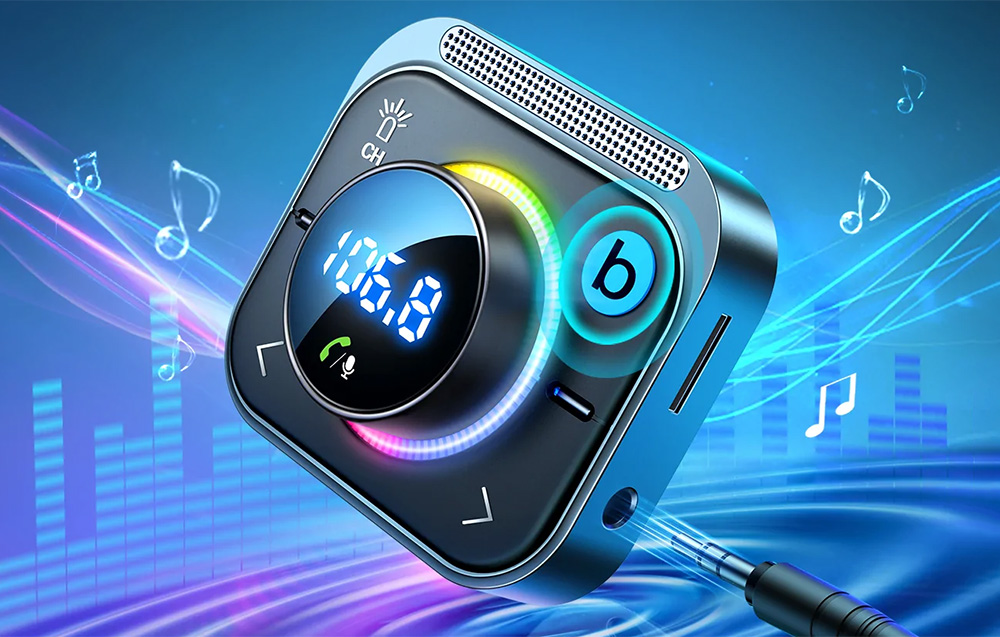 Joyroom JR-CL18 transmetteur FM, 2x USB + USB-C, 30W (argent)