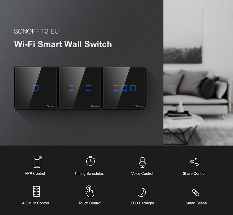Interrupteur intelligent Sonoff TX