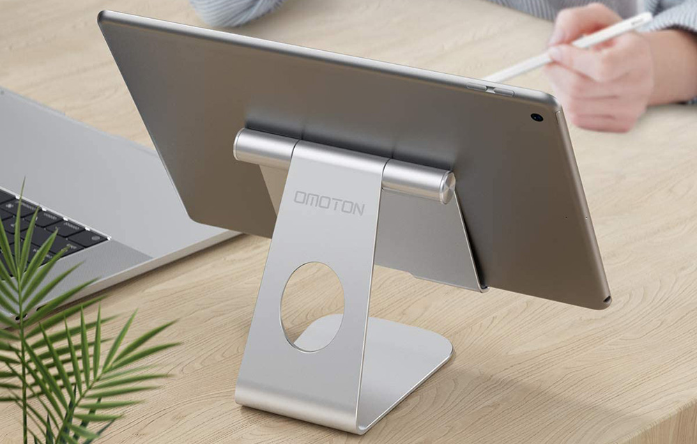 Support de tablette Omoton T1 argent - Vue de profil