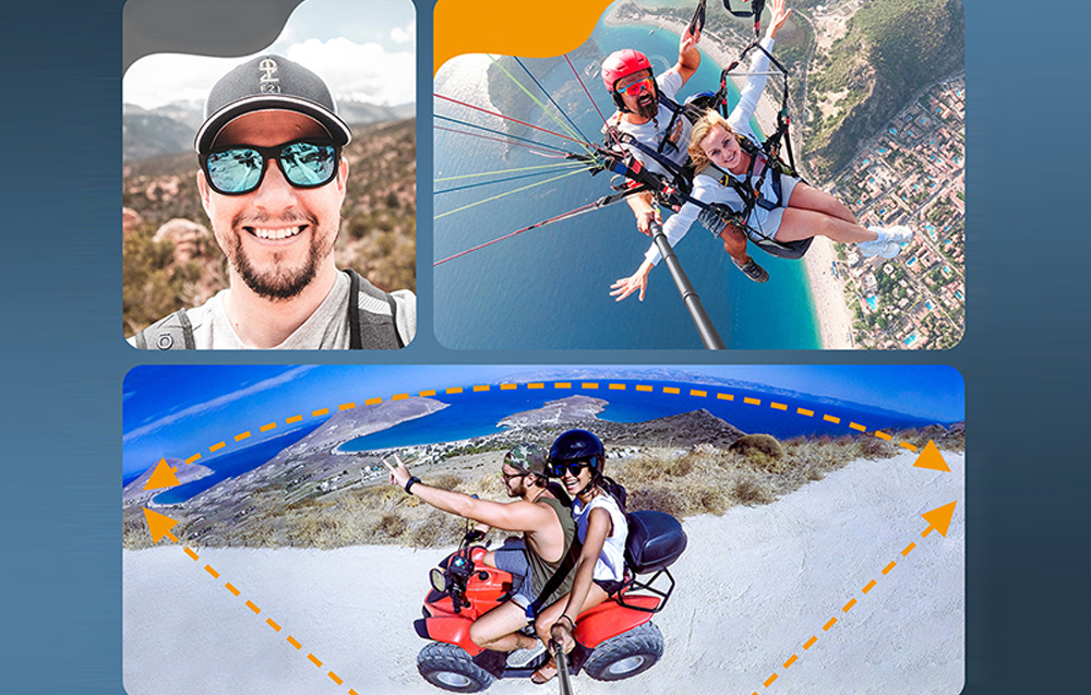 Prise de vue à 360° avec perche à selfie