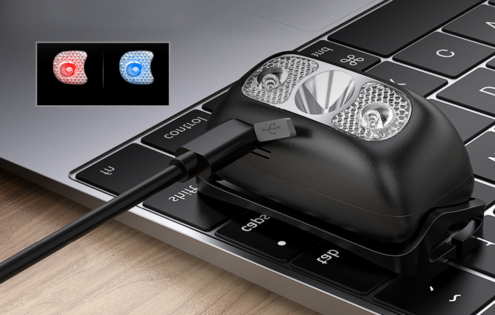 Recharge USB de la lampe frontale