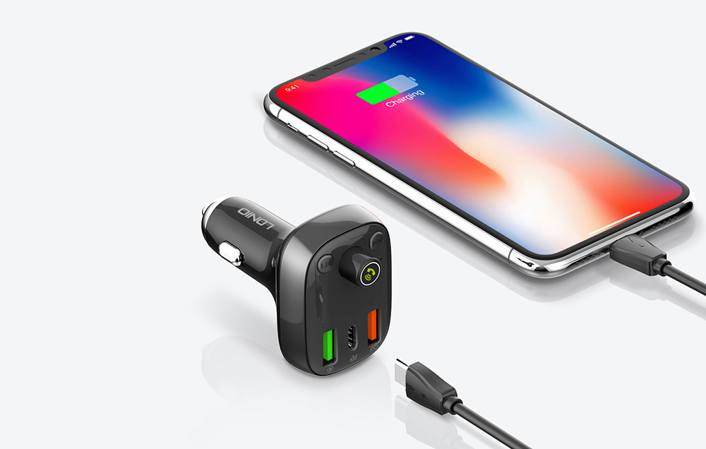 image de la performance de charge de l'émetteur FM Bluetooth LDNIO C704Q