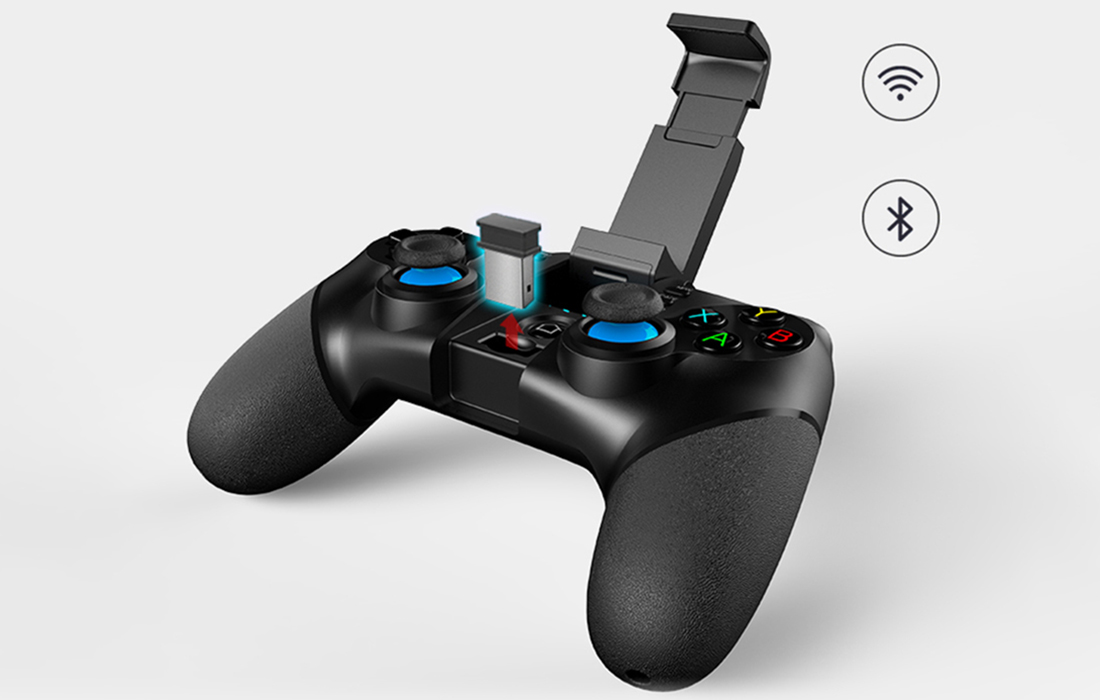Manette avec support pour smartphone