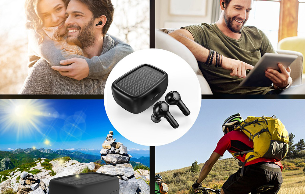 Écouteurs de sport solaires TWS Choetech (noir)