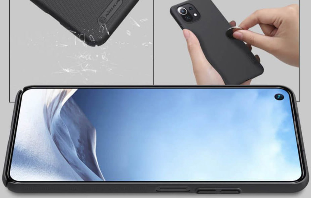 Texture rugueuse de la coque Nillkin Super Frosted Shield pour Xiaomi 11 Lite 4G/5G noire
