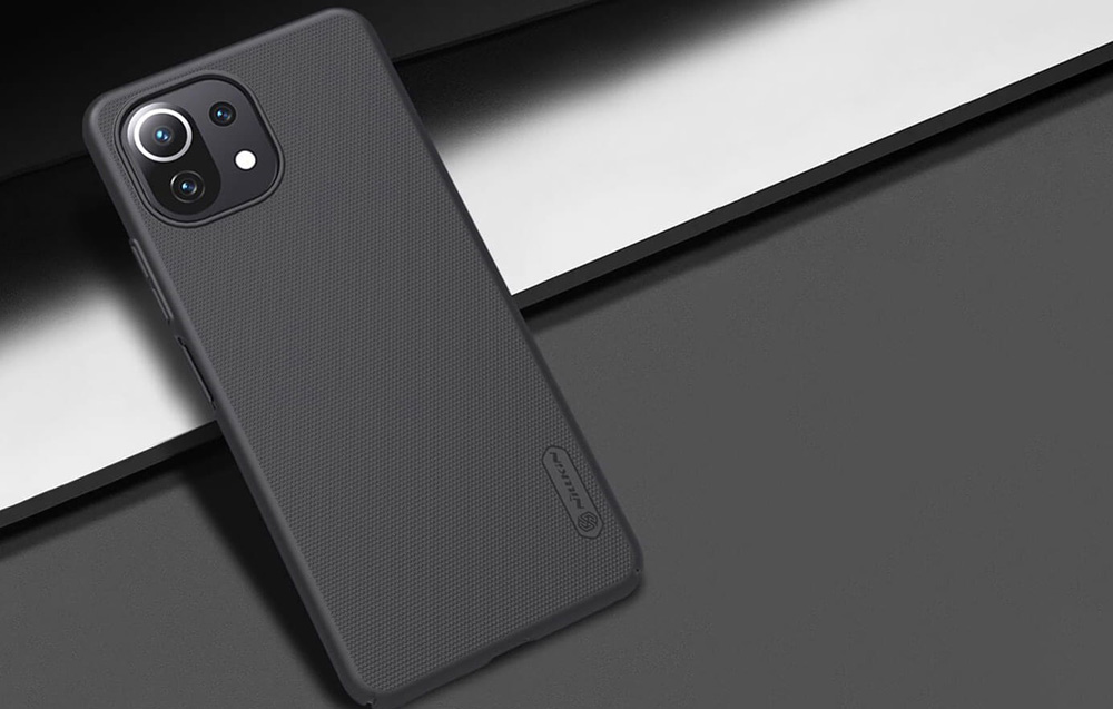 Bords proéminents de la coque Nillkin Super Frosted Shield pour Xiaomi 11 Lite 4G/5G noire