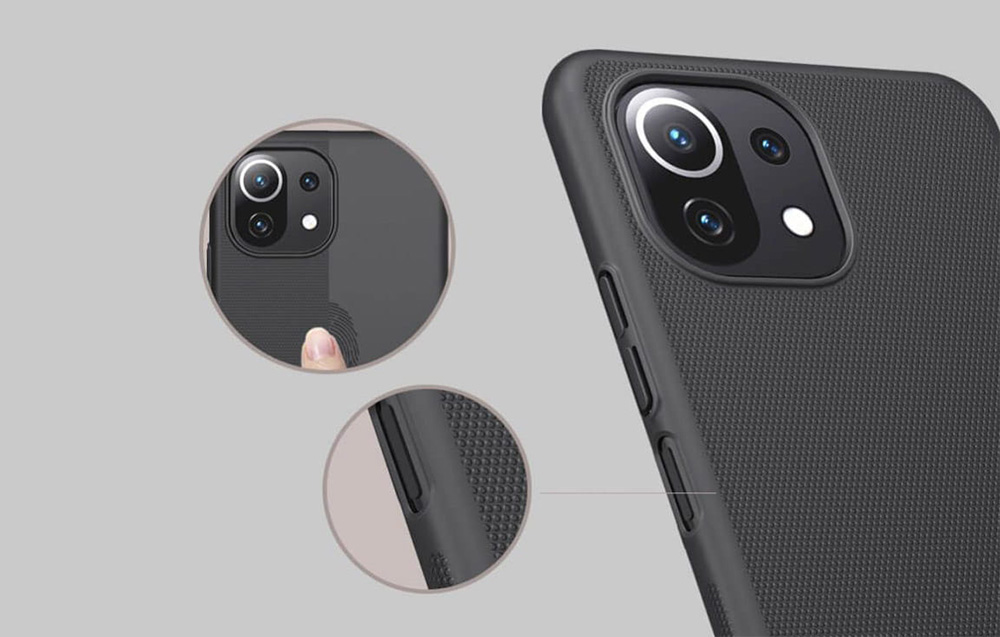 Découpes précises de la coque Nillkin Super Frosted Shield pour Xiaomi 11 Lite 4G/5G noire