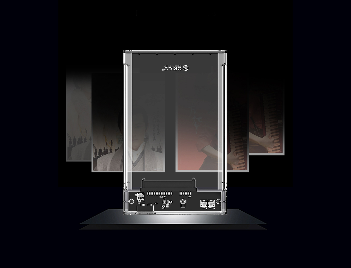 Boîtier Externe de Disque Dur 2,5" Orico en transparent.