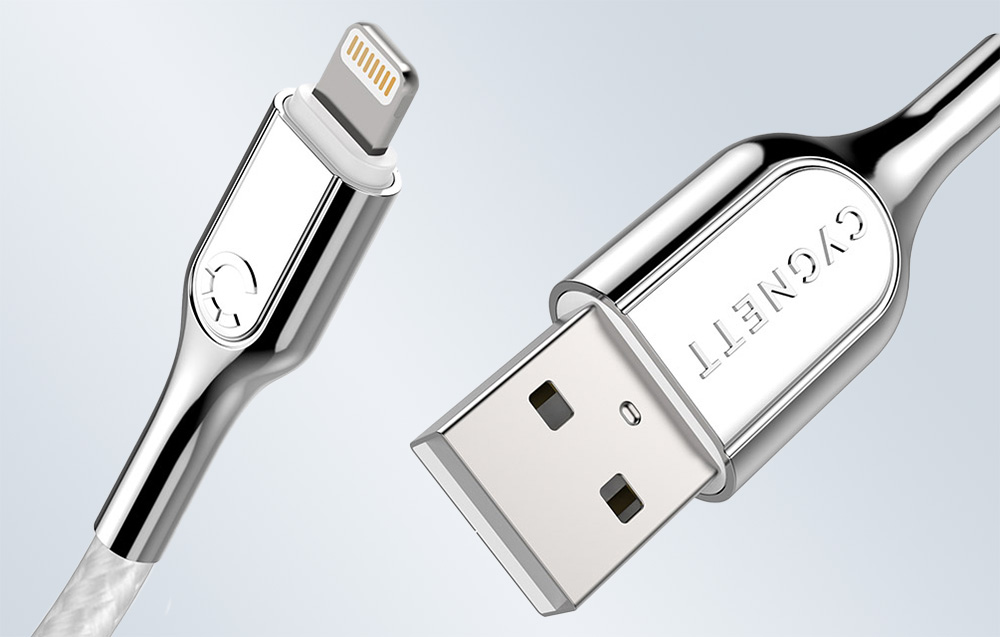 Câble Cygnett Armored 2.4 A 12W 0.1m USB vers Lightning (blanc)
