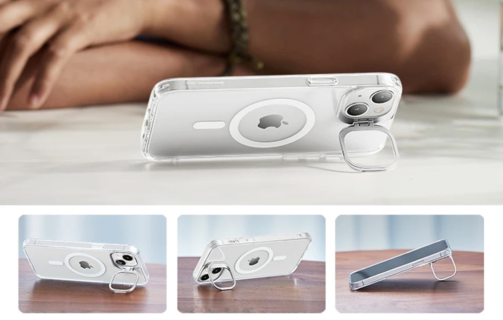 ESR/Classic Kickstand pour iPhone 14 Plus, Magsafe, transparent, support pliable