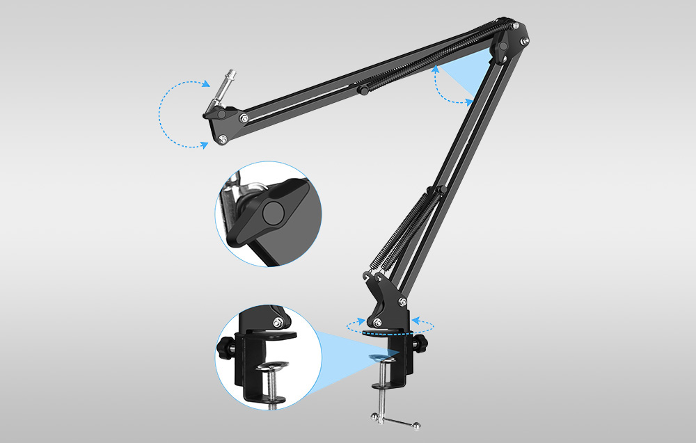 Microphone Puluz PU612B - Réglabilité
