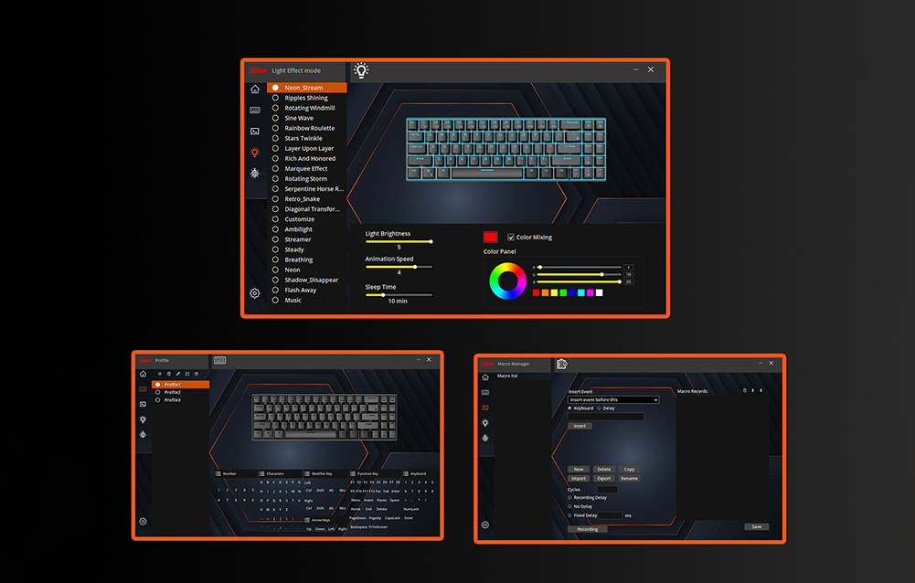 Modes de rétroéclairage et couleurs RGB