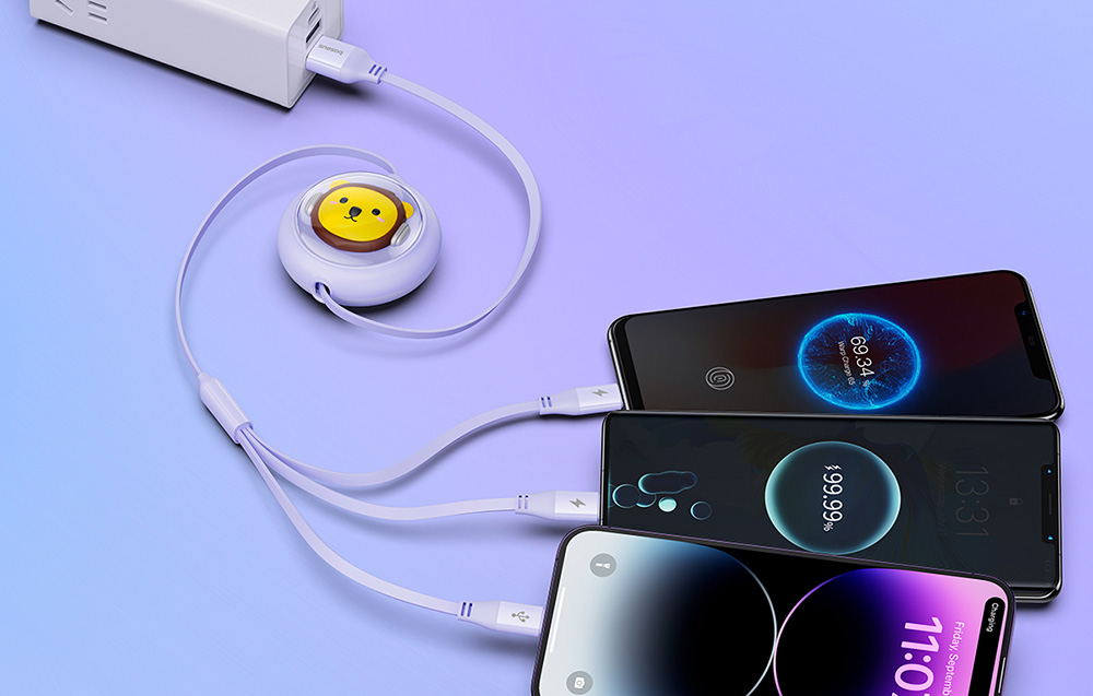 Baseus Cable violet avec ports de charge multiples