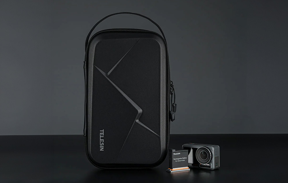 Sac de protection étanche Telesin contenant différents accessoires pour caméra sportive