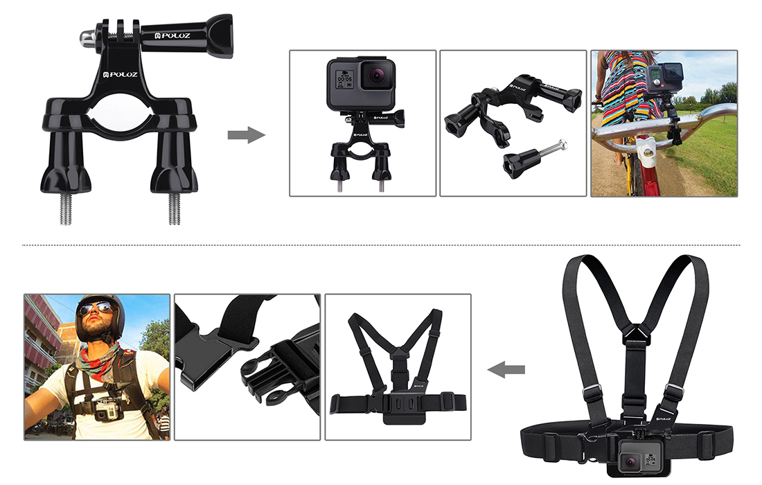 Accessoires pour fixer la caméra sur diverses surfaces