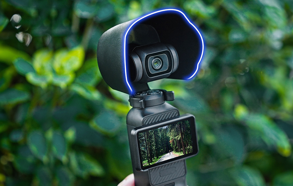 Pare-soleil Puluz monté sur la caméra DJI Osmo Pocket 3